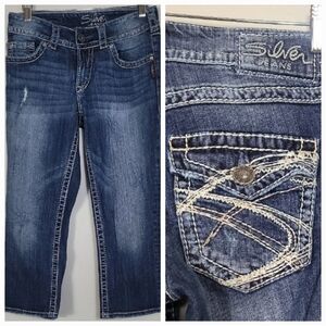Silver Jeans Suki Surplus Capri Jeans Size S Stitching Denim Y2K 2000s Mid Rise